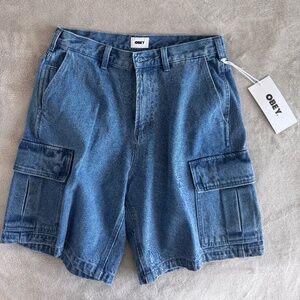 OBEY BIGWIG BAGGY DENIM CARGO SHORTS